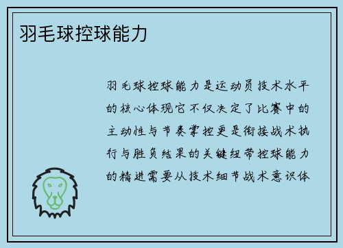 羽毛球控球能力